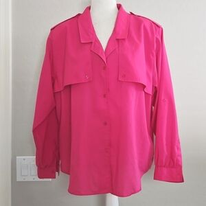 Diane Von Furstenberg Vintage Fuchsia Button Up Top